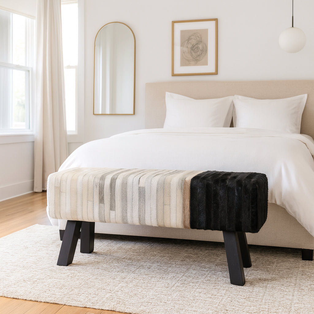 Upholstered Entryway Bench Furniture – Elegant and Functional Bench Design for Hallway or End of Bed Spaces – Comfortable Ottoman Bench for Home, Bedroom, or Living Room Seating  – 18.25", Black