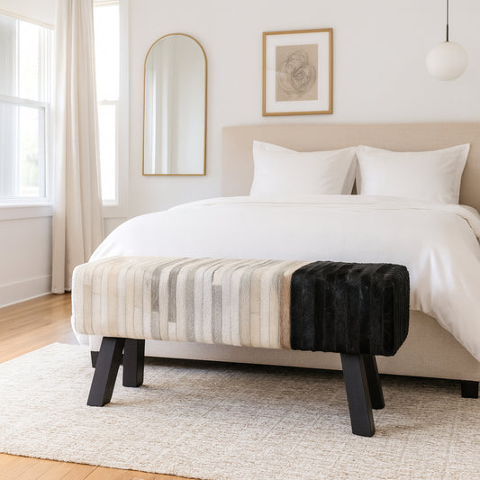 Upholstered Entryway Bench Furniture – Elegant and Functional Bench Design for Hallway or End of Bed Spaces – Comfortable Ottoman Bench for Home, Bedroom, or Living Room Seating  – 18.25", Black